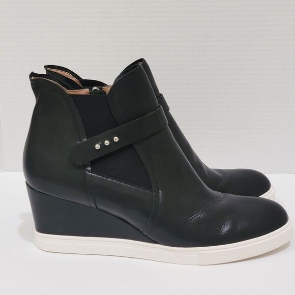Linea Paolo Freshton Womens High Top Sneaker Size 12 M Black Leather Wedge Boots - Picture 4 of 13